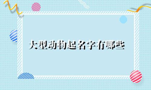 大型动物起名字有哪些
