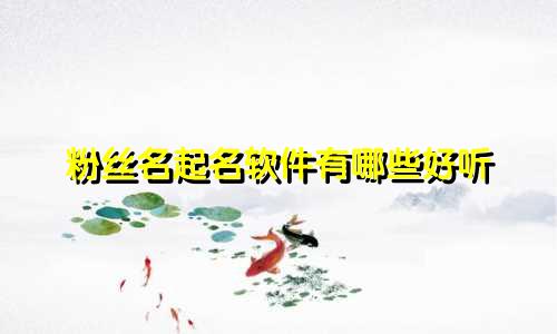 粉丝名起名软件有哪些好听
