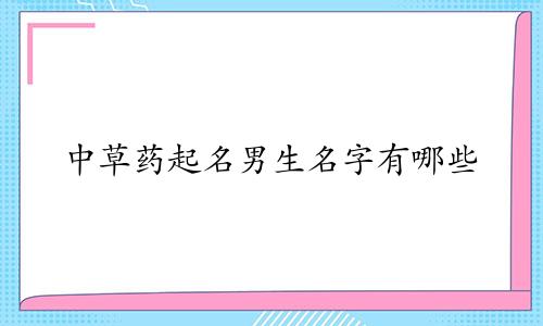 中草药起名男生名字有哪些