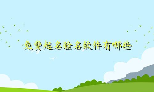 免费起名验名软件有哪些