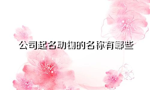 公司起名动物的名称有哪些