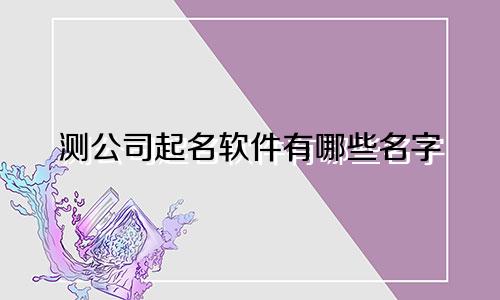 测公司起名软件有哪些名字