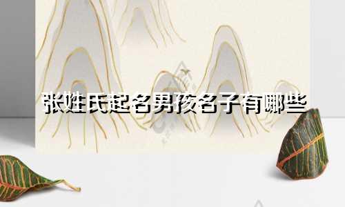 张姓氏起名男孩名子有哪些