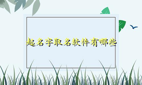 起名字取名软件有哪些