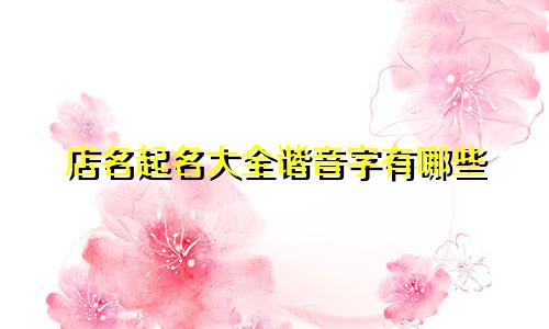 店名起名大全谐音字有哪些