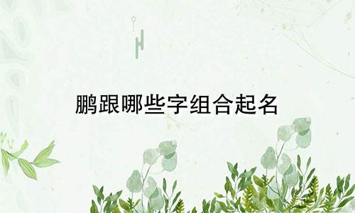 鹏跟哪些字组合起名