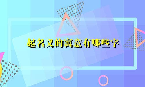 起名义的寓意有哪些字
