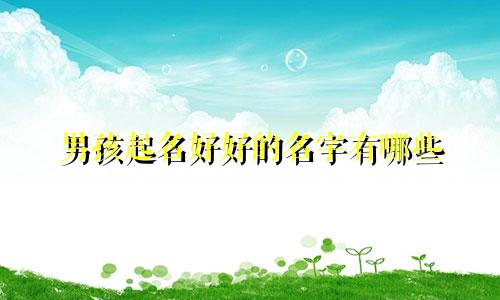 男孩起名好好的名字有哪些