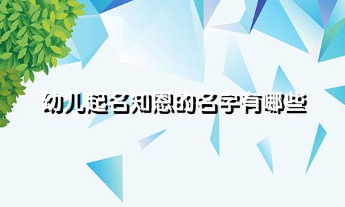 幼儿起名知恩的名字有哪些