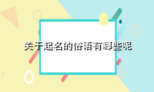 关于起名的俗语有哪些呢