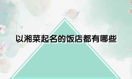以湘菜起名的饭店都有哪些