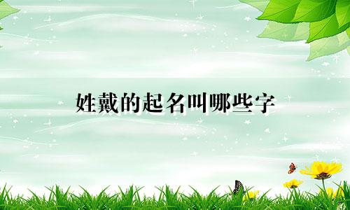 姓戴的起名叫哪些字