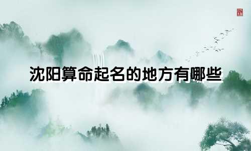 沈阳算命起名的地方有哪些