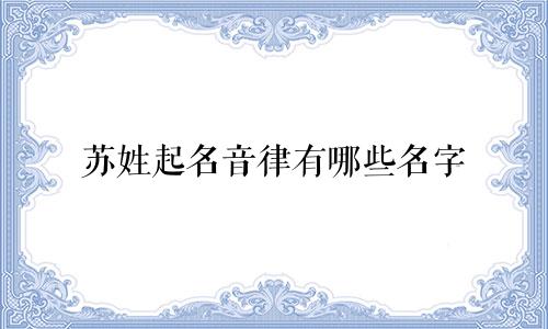 苏姓起名音律有哪些名字