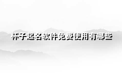 杯子起名软件免费使用有哪些