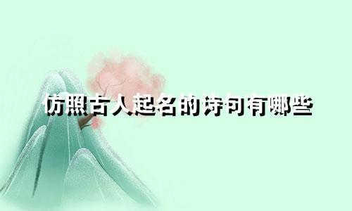 仿照古人起名的诗句有哪些