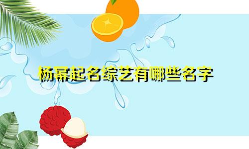 杨幂起名综艺有哪些名字