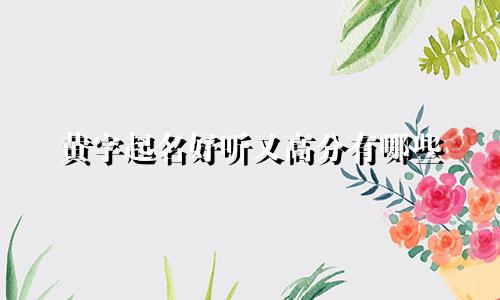 黄字起名好听又高分有哪些