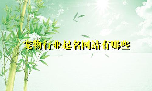 宠物行业起名网站有哪些