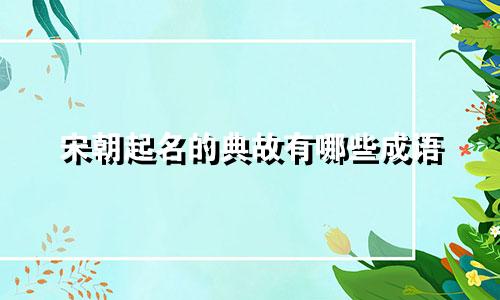 宋朝起名的典故有哪些成语