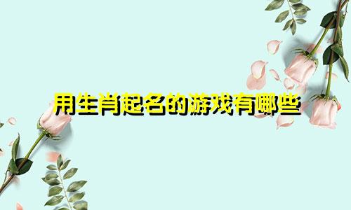 用生肖起名的游戏有哪些