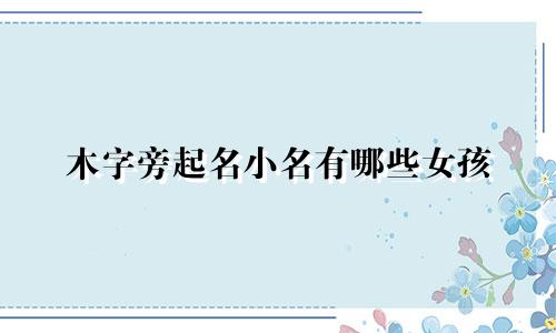 木字旁起名小名有哪些女孩
