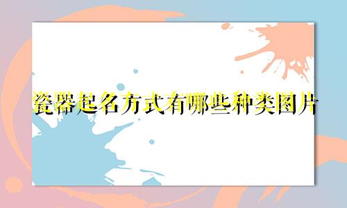 瓷器起名方式有哪些种类图片