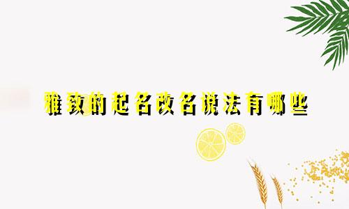 雅致的起名改名说法有哪些