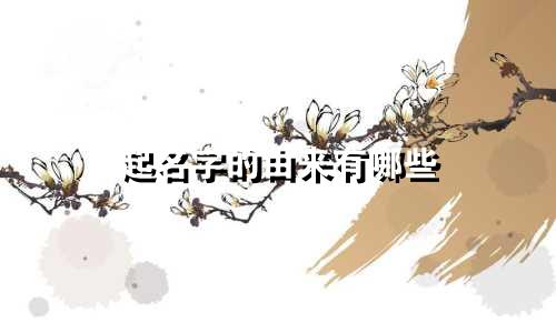 起名字的由来有哪些