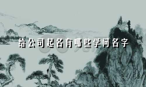 给公司起名有哪些学问名字