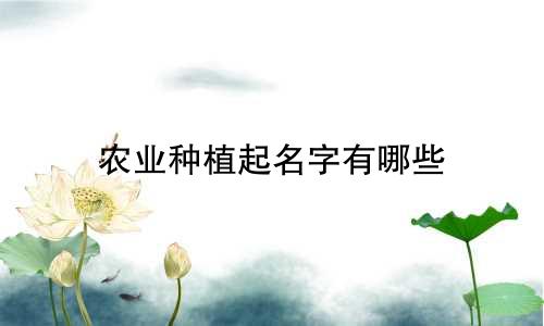 农业种植起名字有哪些