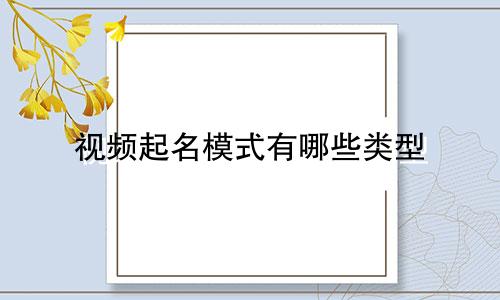 视频起名模式有哪些类型