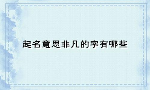 起名意思非凡的字有哪些