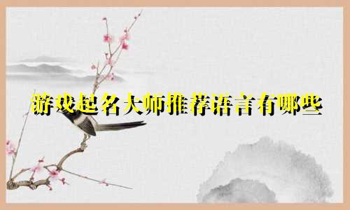 游戏起名大师推荐语言有哪些