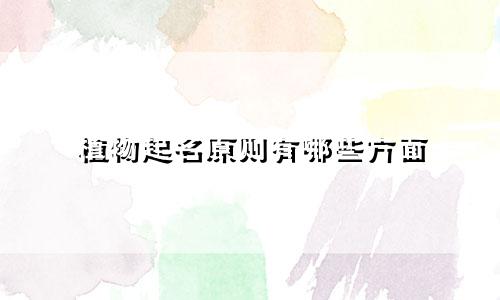 植物起名原则有哪些方面