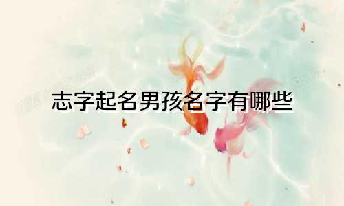 志字起名男孩名字有哪些