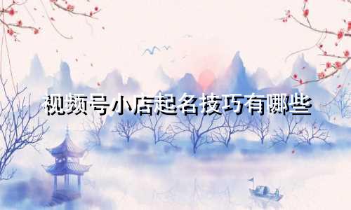 视频号小店起名技巧有哪些