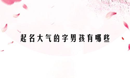 起名大气的字男孩有哪些