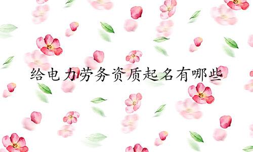 给电力劳务资质起名有哪些