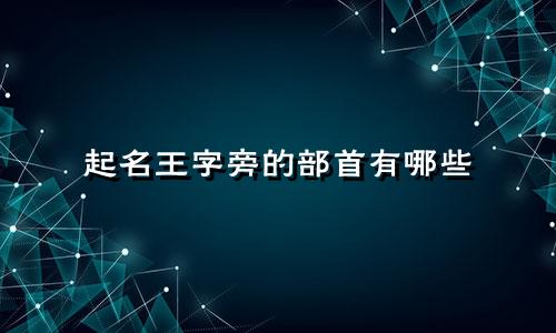 起名王字旁的部首有哪些