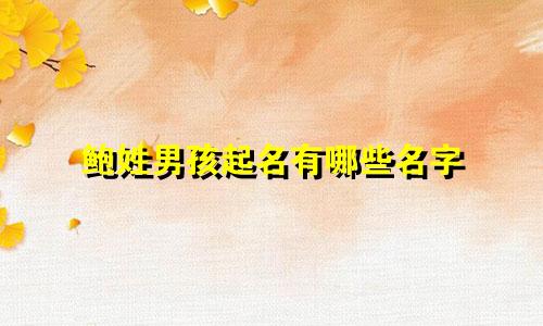 鲍姓男孩起名有哪些名字
