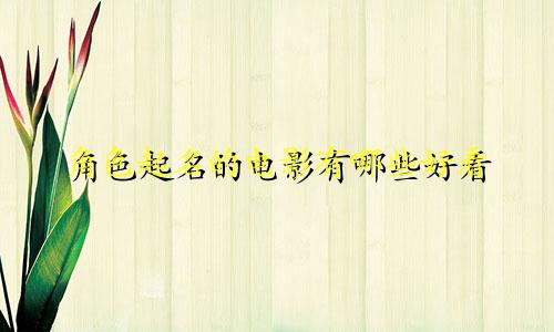 角色起名的电影有哪些好看