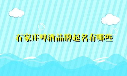 石家庄啤酒品牌起名有哪些