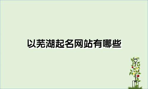以芜湖起名网站有哪些