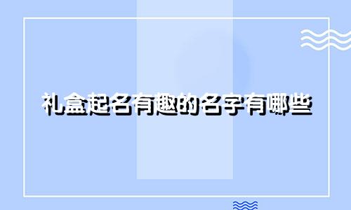 礼盒起名有趣的名字有哪些