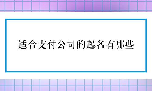 适合支付公司的起名有哪些