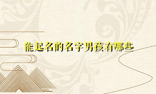 能起名的名字男孩有哪些