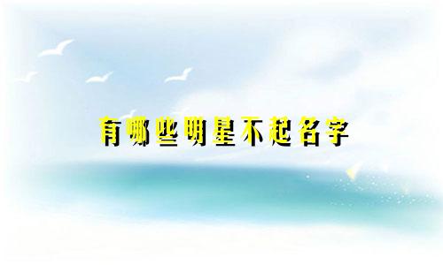有哪些明星不起名字
