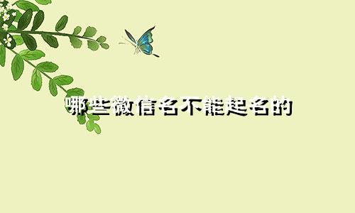 哪些微信名不能起名的