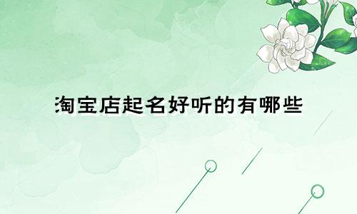 淘宝店起名好听的有哪些